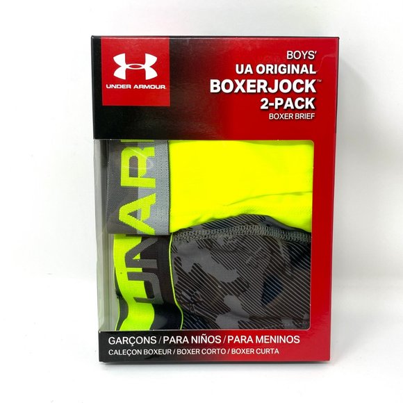 🌿Sale🌿 Under Armour 2 Pack Boys Boxerjock® Original Series Camo Gray Yellow - Picture 6 of 9